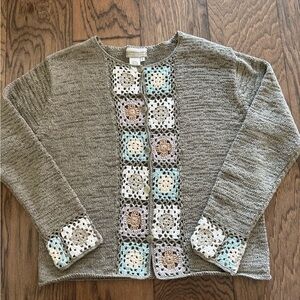 Coldwater Creek Granny Square Crochet Cardigan Sweater Size Small